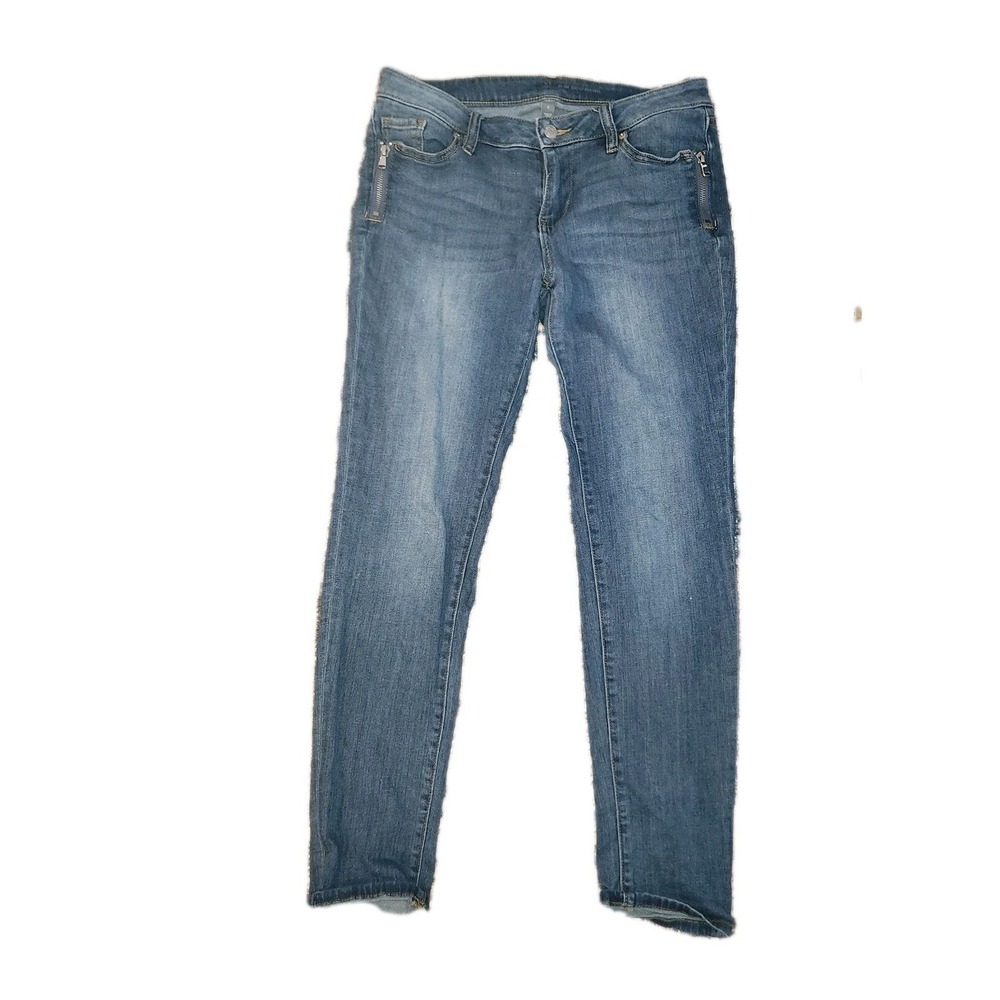 New York & Company Slim Boyfriend Women's Size 6 Blue Denim Jeans Zipper Detail